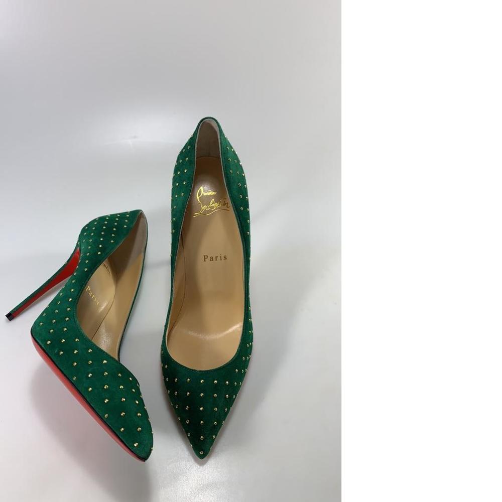 Pigalle Follies Studded Canopee Green 100mm Pumps Heels D801 - Picture 9 of 12